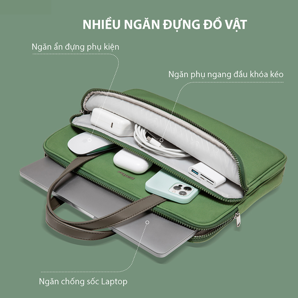9ss-vn-tui-xach-tomtoc-dung-laptop-macbook-h21-khaiki-09 Túi Xách Tomtoc Briefcase Premium For Macbook 13/14, Ultrabook 13 (H21C1) | Tomtoc Việt Nam Phân Phối Chính Hãng